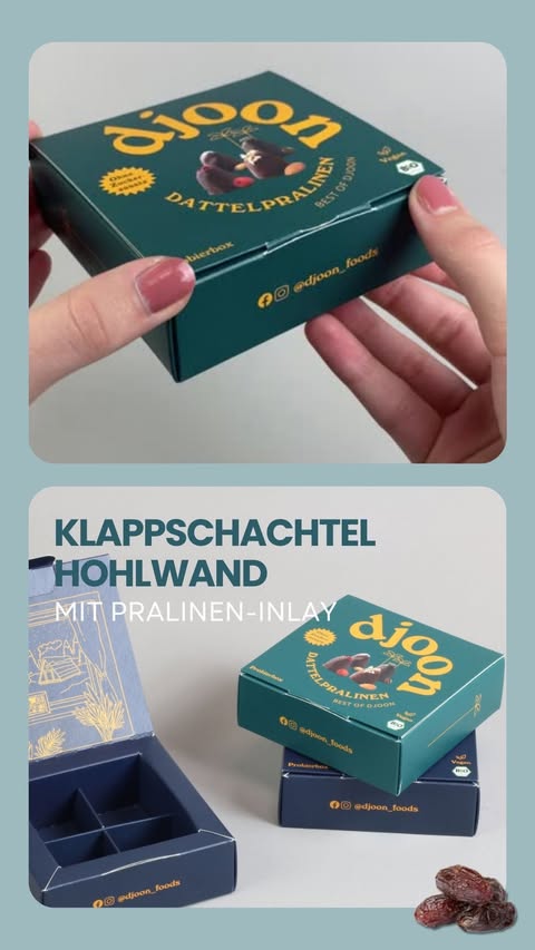 Verpackungen sind so vielfältig wie die verpackten Produkte!
Darum geben wir euch gerne immer wieder einen kleinen Einblick, was wir als Verpackungsdruckerei alles möglich machen.
Werft hier einen genaueren Blick auf die Hohlwand-Klappdeckelschachteln mit Inlay für 4 Stück, die wir für die leckeren Dattelpralinen von @‌djoon_foods produzieren durften 👀
Schlichte oder besonders edle Designs, aufwändige Konstruktionen oder klassische Faltschachteln, klein oder groß - in unserem Portfolio finden wir für jedes Produkt die perfekte Lösung. Oder wir entwickeln sie gemeinsam mit euch neu.
Lasst euch von uns für euer nächstes Verpackungsprojekt inspirieren und macht den ersten Schritt zu eurer neuen Verpackung.
Unser Serviceteam berät euch jederzeit gerne!